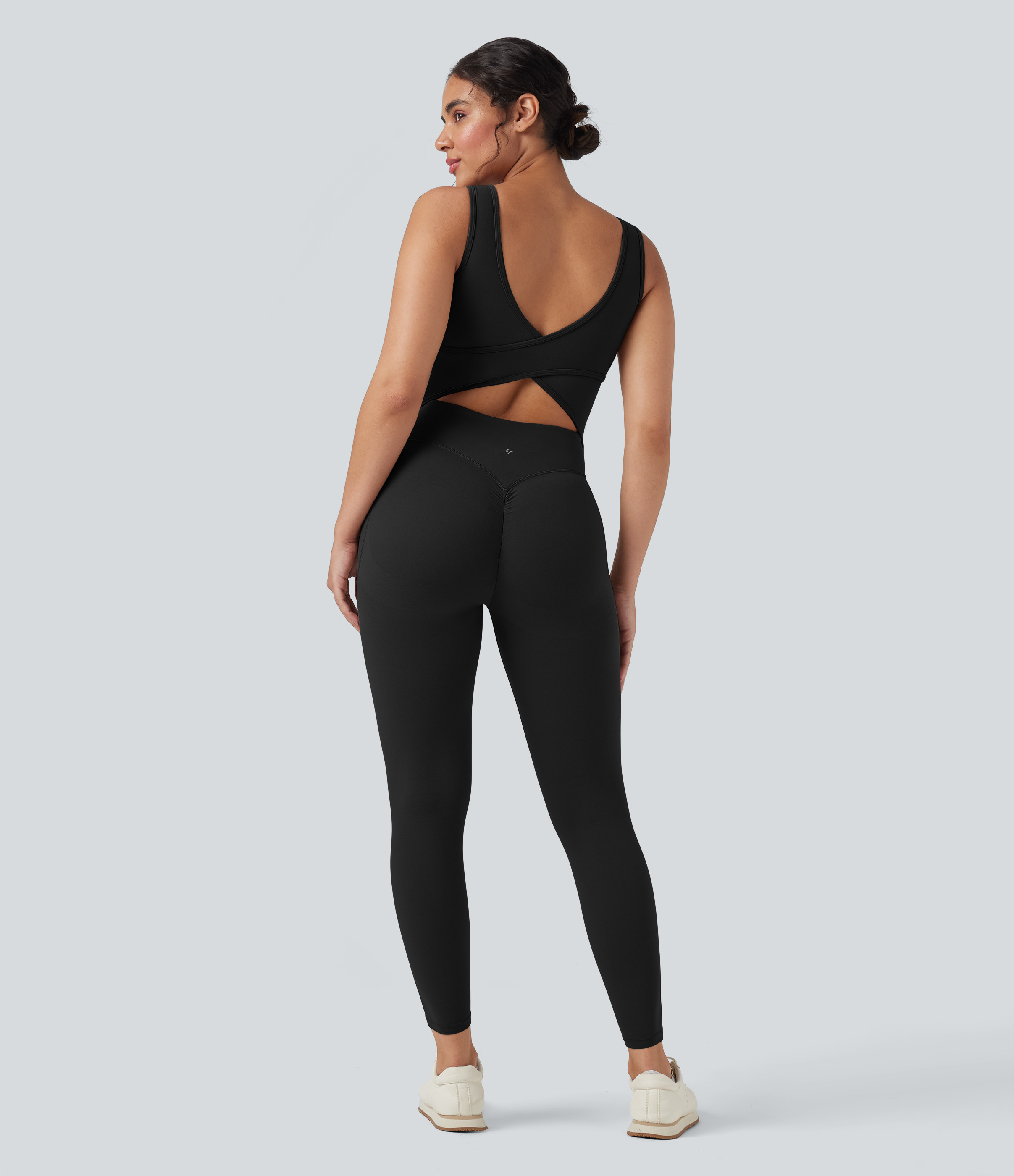 Halara UltraSculpt™ V Neck Tummy Control Butt Lifting Workout Jumpsuit with Pockets | HALARA