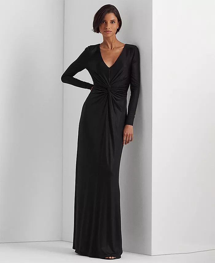 Women's Twist-Front Foil-Print Jersey Gown | Macy's