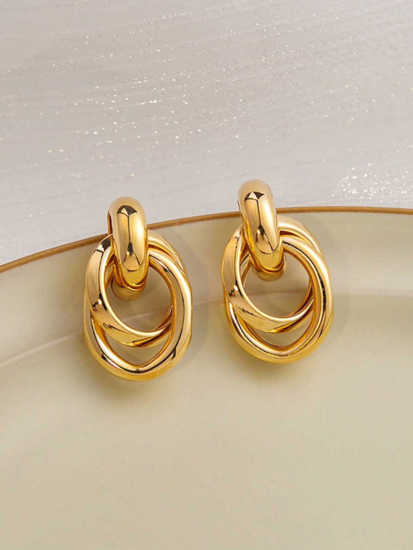 1pair Fashionable Zinc Alloy Circle Drop Earrings For Women For Daily Decoration | SHEIN