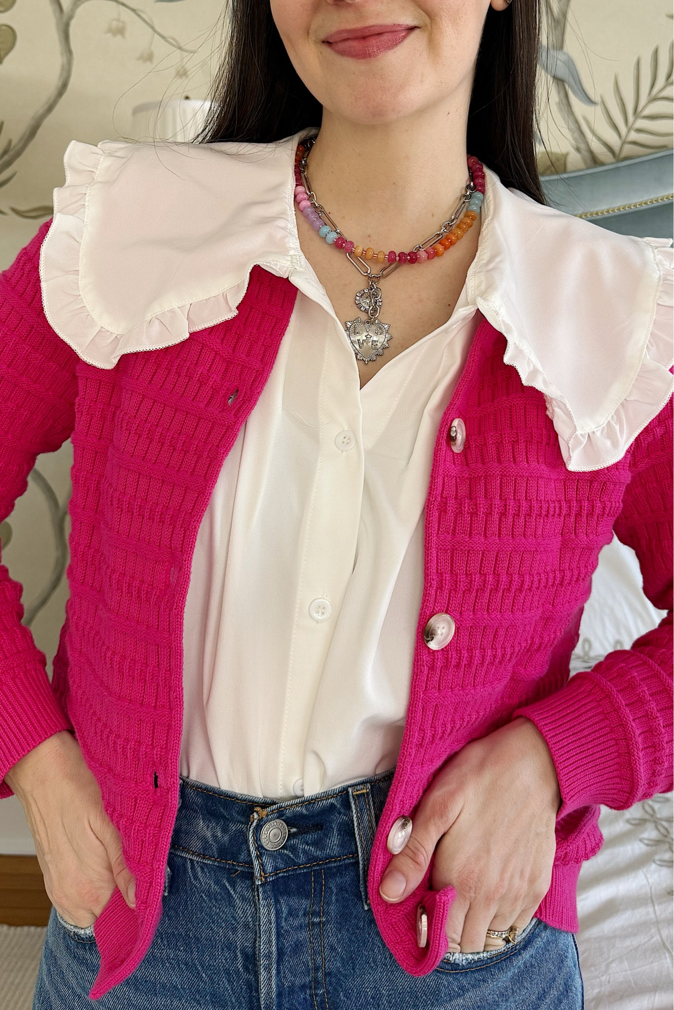 Cute necklace stack with a silver charm necklace and candy colored beads from @amazon! #founditonamazon #ad 