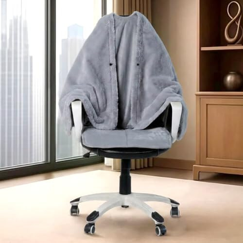 Cozy Bliss 2.0 Office Chair Blanket, Detachable Faux Fur Wearable Blanket – Work from Home & Practical Gifts for Cold People, with Chair Wrap Attaches, Grey | Amazon (US)