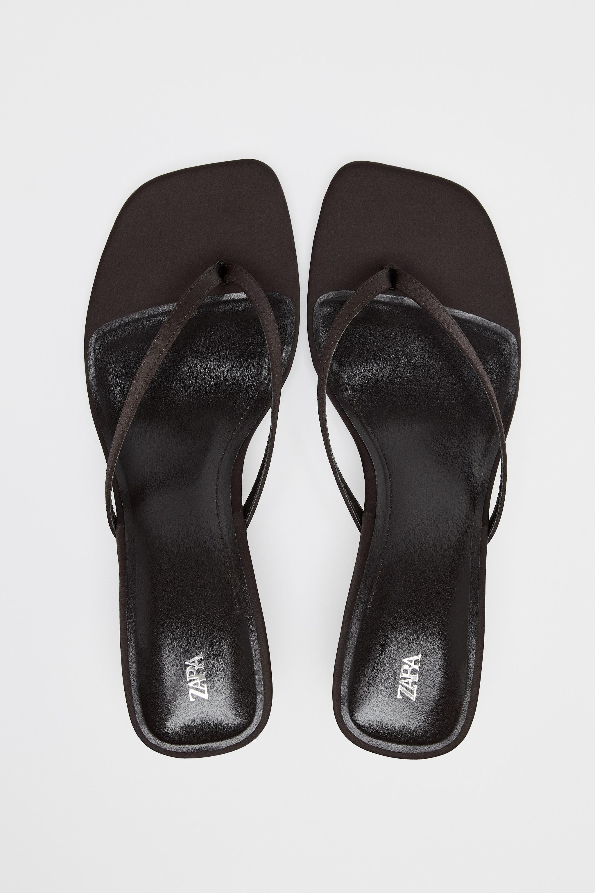 SATIN KITTEN HEEL SANDALS | Zara US