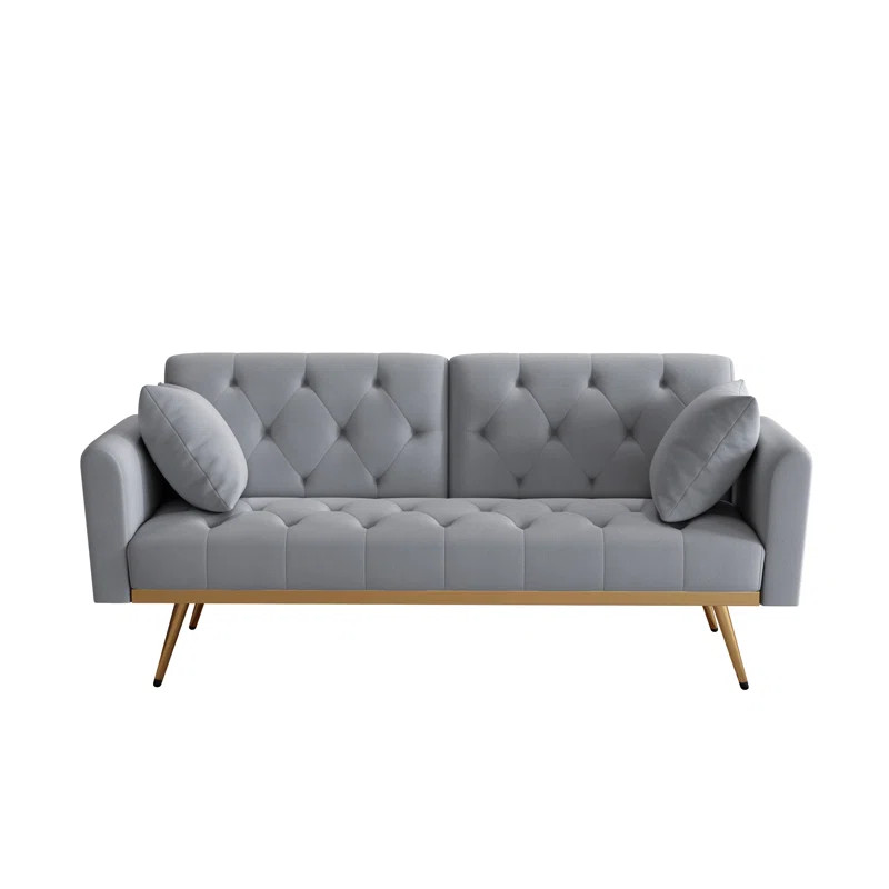 Reeyan Twin 68.3'' Velvet Tufted Convertible Sofa | Wayfair North America