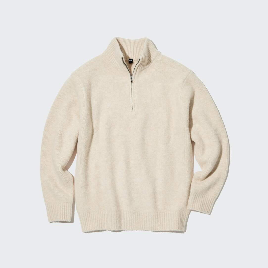 Weicher Soufflé Strickpullover mit Reißverschluss | UNIQLO (DE)