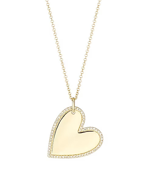 14K Yellow Gold & Diamond Heart Pendant Necklace | Saks Fifth Avenue