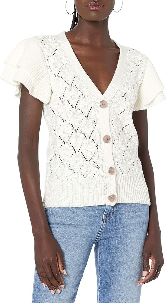 The Drop Women's Emma Ruffle Shoulder Sleeve Cardigan Sweater | Amazon (US)