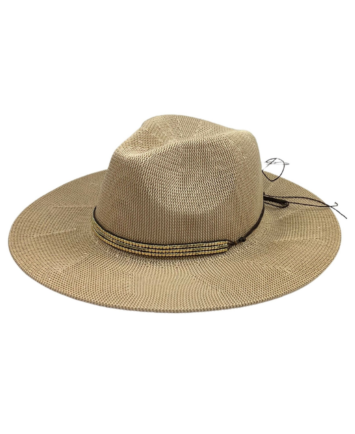 Marcus Adler Women's Packable Panama Hat with Beaded Trim - Tan | Macy's