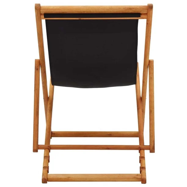 GDFIH Folding Beach Chair Eucalyptus Wood and Fabric Black - Walmart.com | Walmart (US)