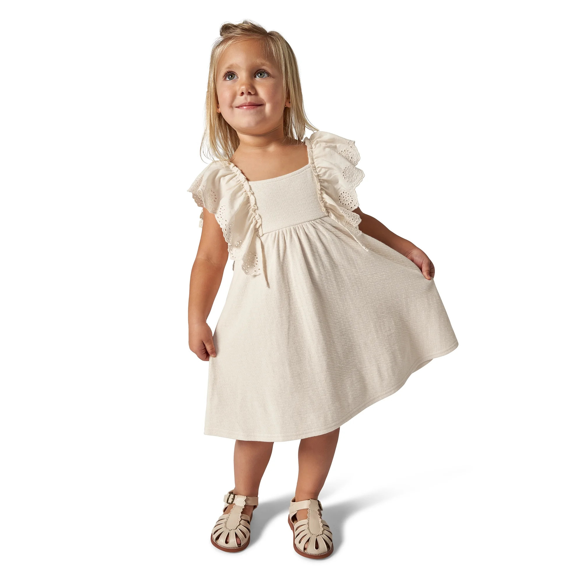Modern Moments Toddler Girl Eyelet Ruffle Dress, Sizes 12M-5T | Walmart (US)