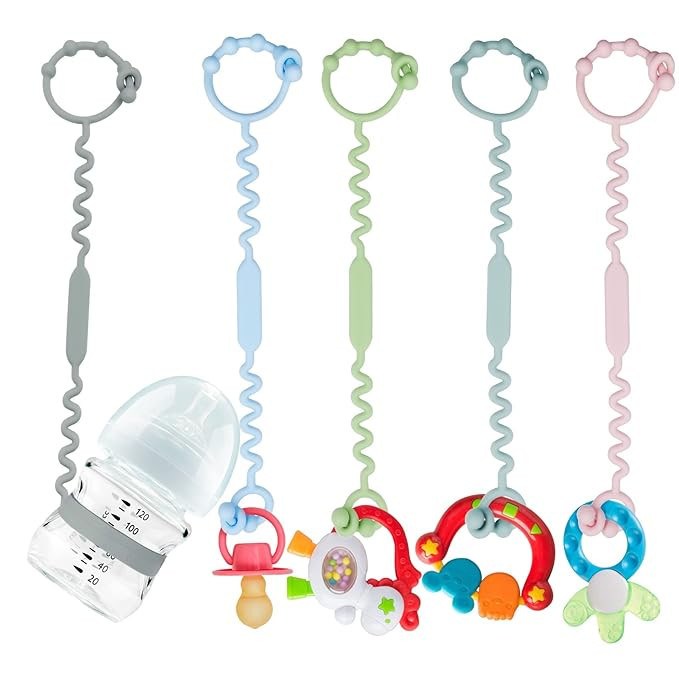 Toy Straps for Baby - 5 Pack Toy Straps for Stroller - Silicone Adjustable Toy Holder for Strolle... | Amazon (US)