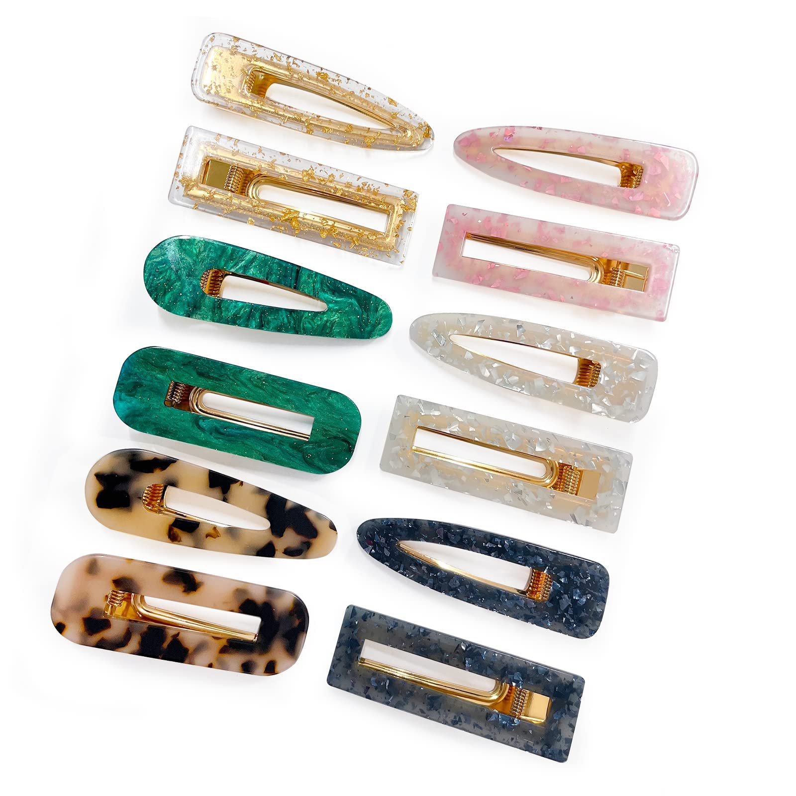12 Pieces Acrylic Resin Marble Hair Clips Set, Decorative Pearls Hair Barrettes Sweet Decorative ... | Amazon (US)