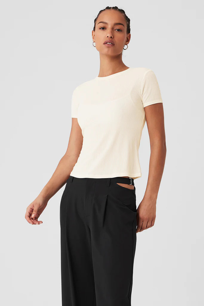 Ribbed Sea Coast Tee - Ivory | Alo Yoga (US)