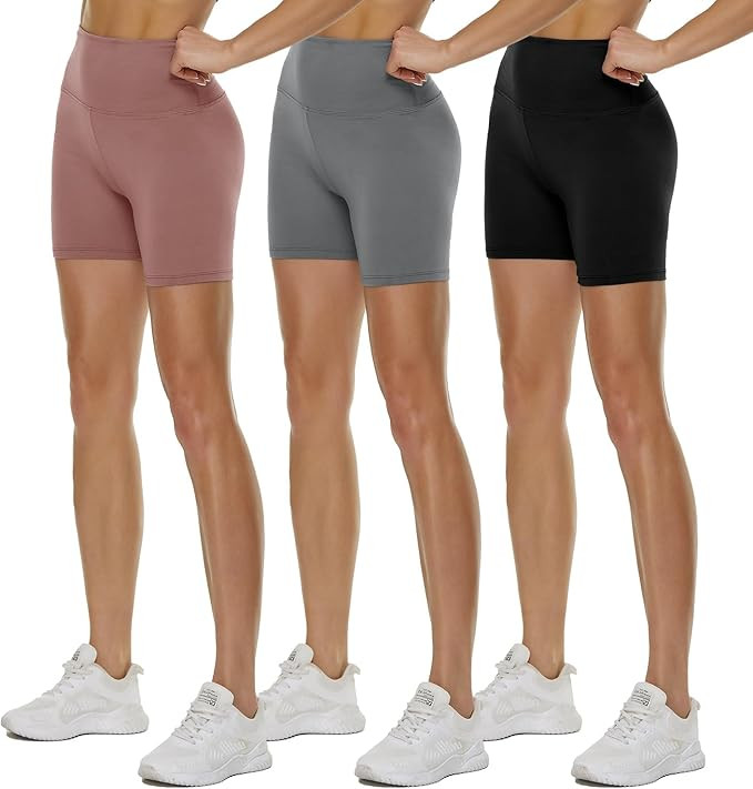 3 Pack High Waisted Biker Shorts for Women – 3"/ 5"/ 8" Black Workout Yoga Compression Novelty ... | Amazon (US)