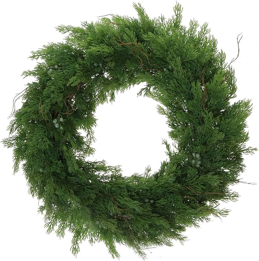 Deluxe Juniper Wreath - 22" Diameter - Real Touch Cedar - Stunning Holiday Decor - Handcrafted Gr... | Amazon (US)