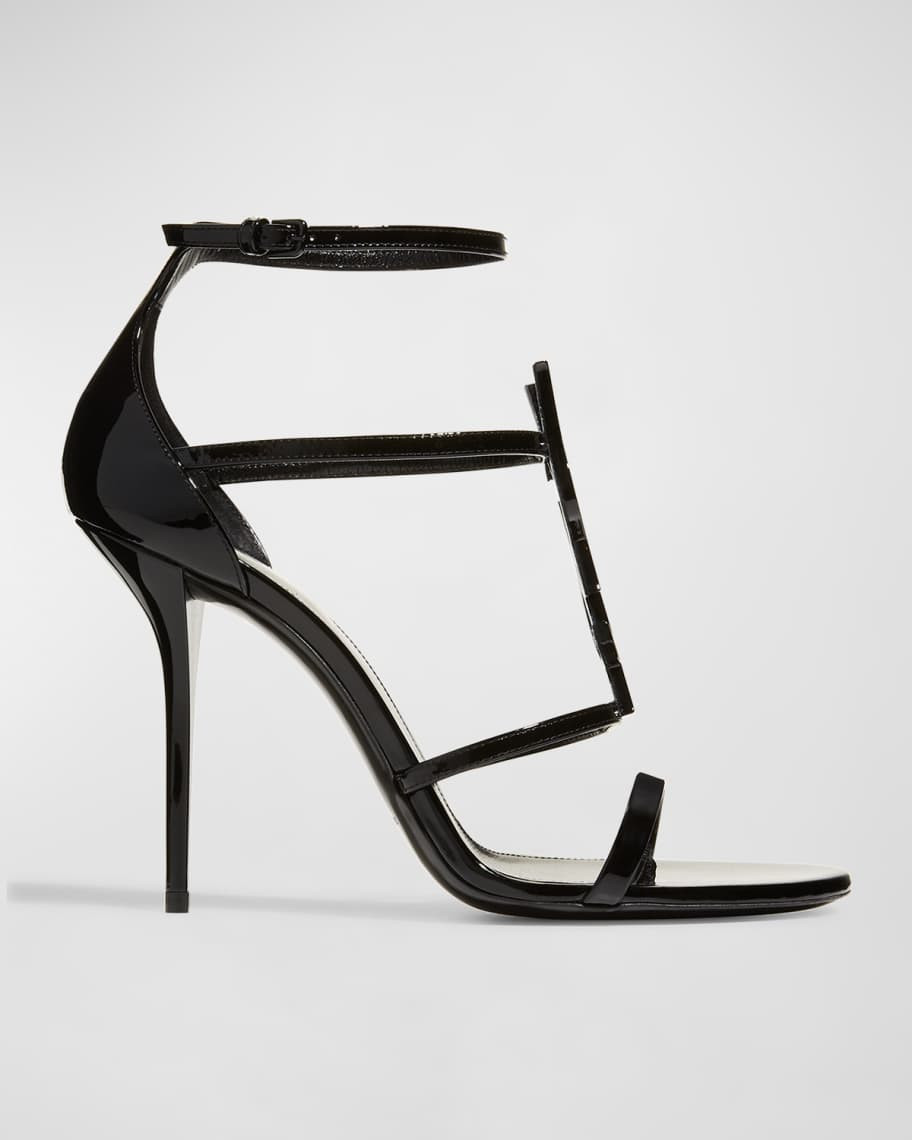 Saint Laurent Opyum YSL Patent Ankle-Strap Sandals | Neiman Marcus