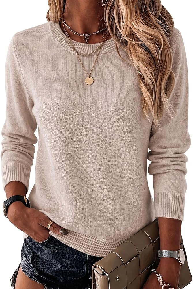 Zeagoo Womens Wool Blend Sweater Crewneck Long Sleeve Tops Fashion Clothing | Amazon (US)
