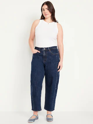 High-Waisted Barrel Ankle Jeans | Old Navy (CA)