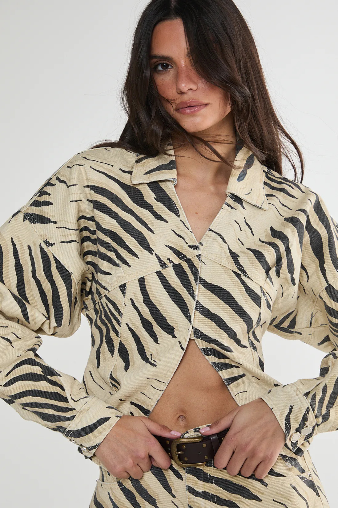 Tops | Tiger Print Denim Corset Shirt | NastyGal | NastyGal UK