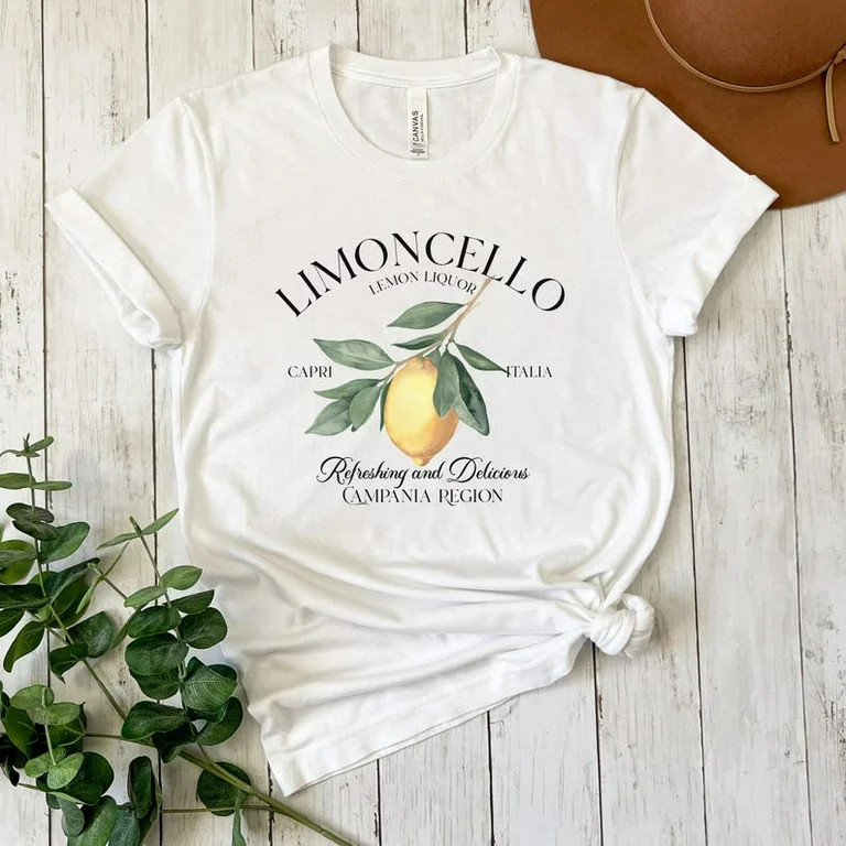Limoncello Shirt, Refreshing Lemon Graphic Tee, Italian Summer T-Shirt, Lemon Lover Gift, Italy V... | Walmart (US)
