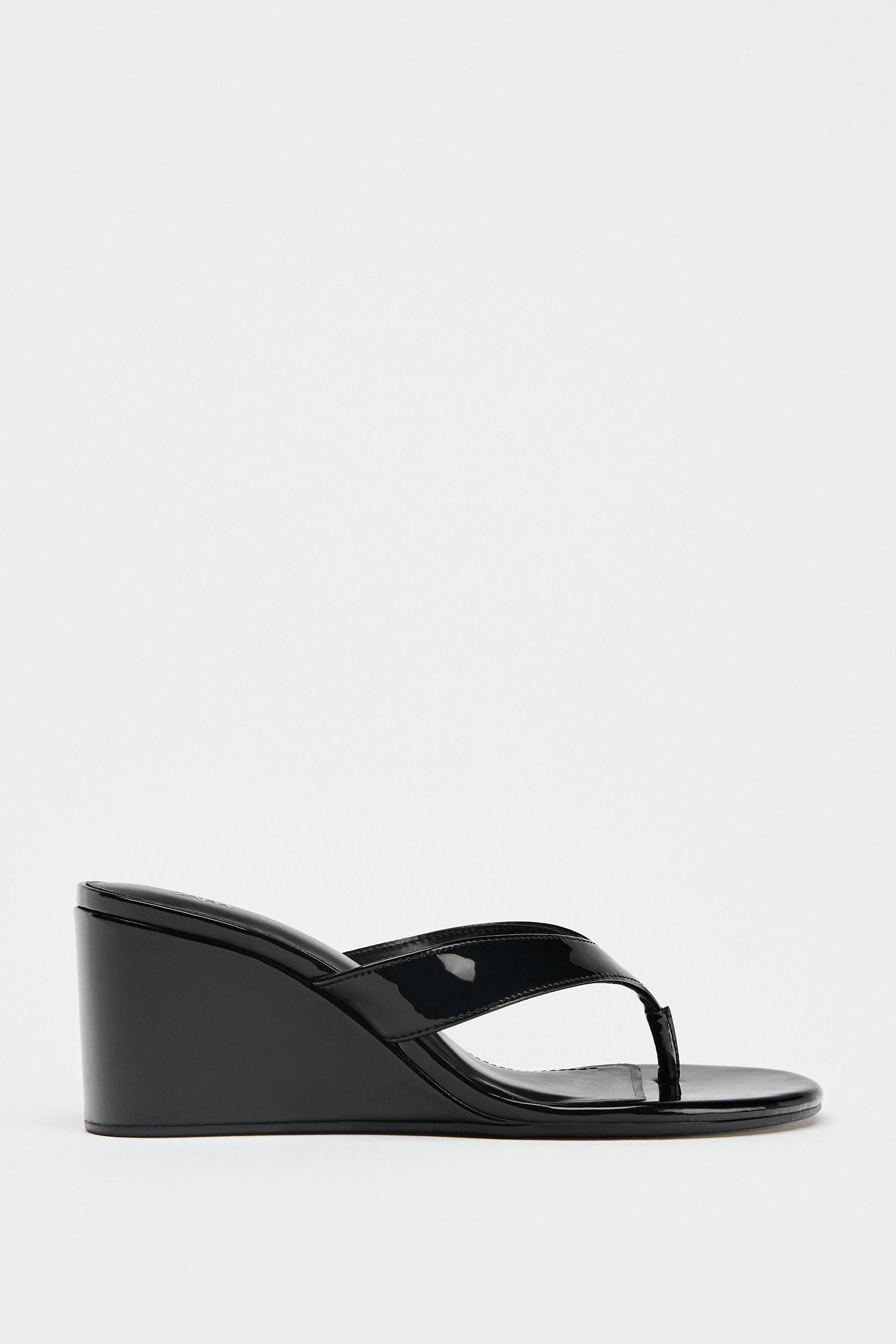 PATENT WEDGE SANDALS | Zara US