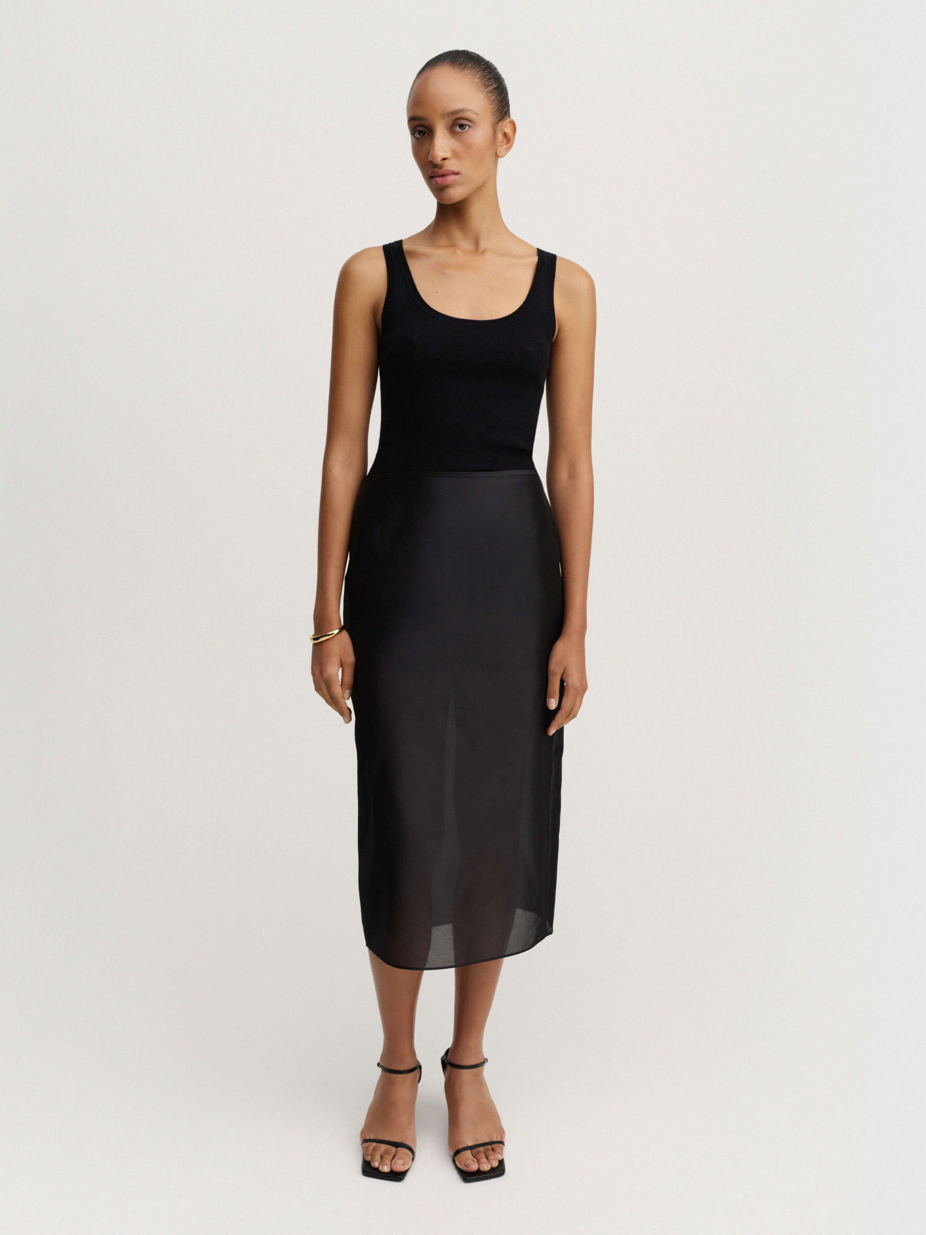 Kiana Silk Organza Skirt, black | Almada Label