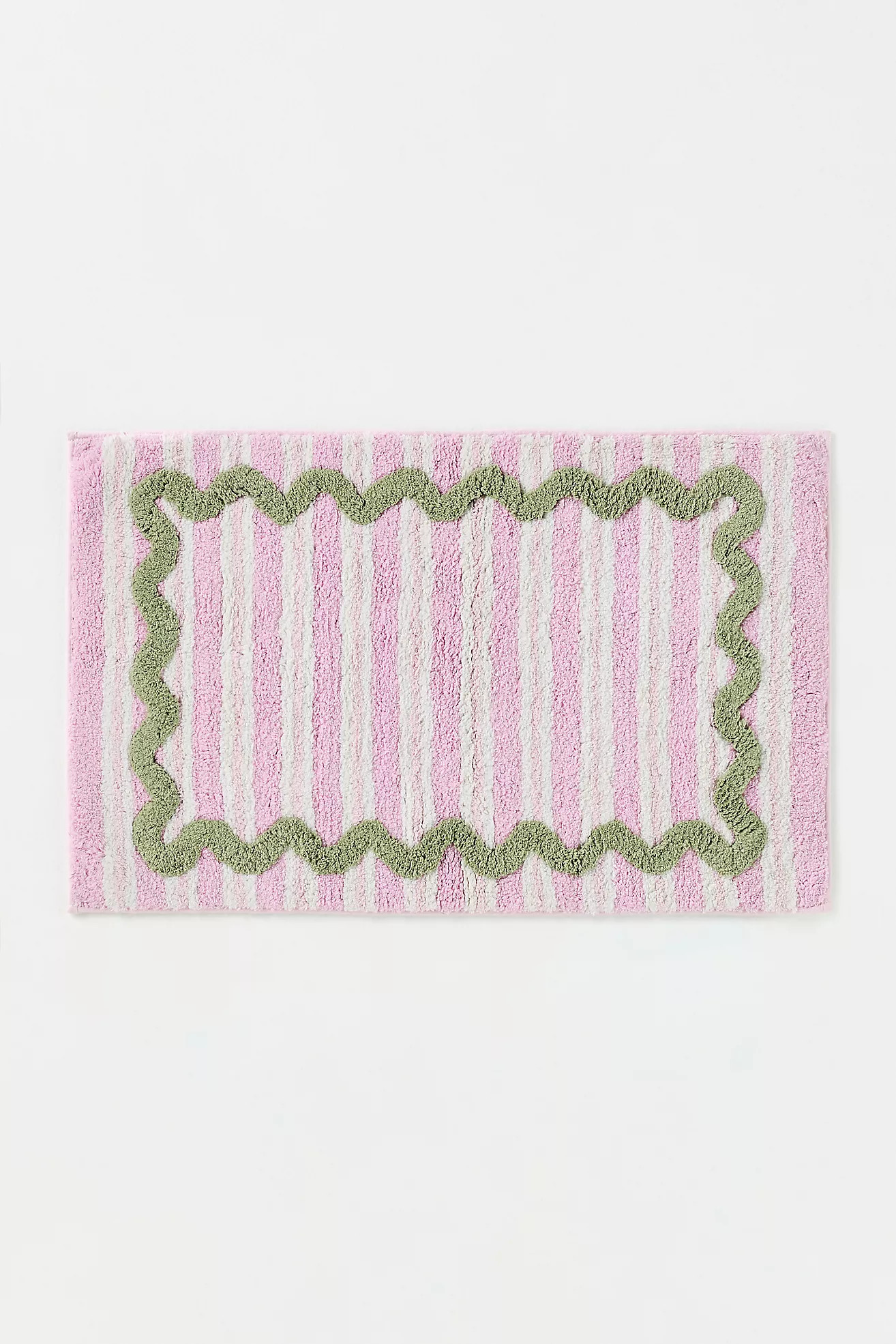 Maeve Madeline Cotton Tufted Stripe Scallop Bathmat | Anthropologie (US)