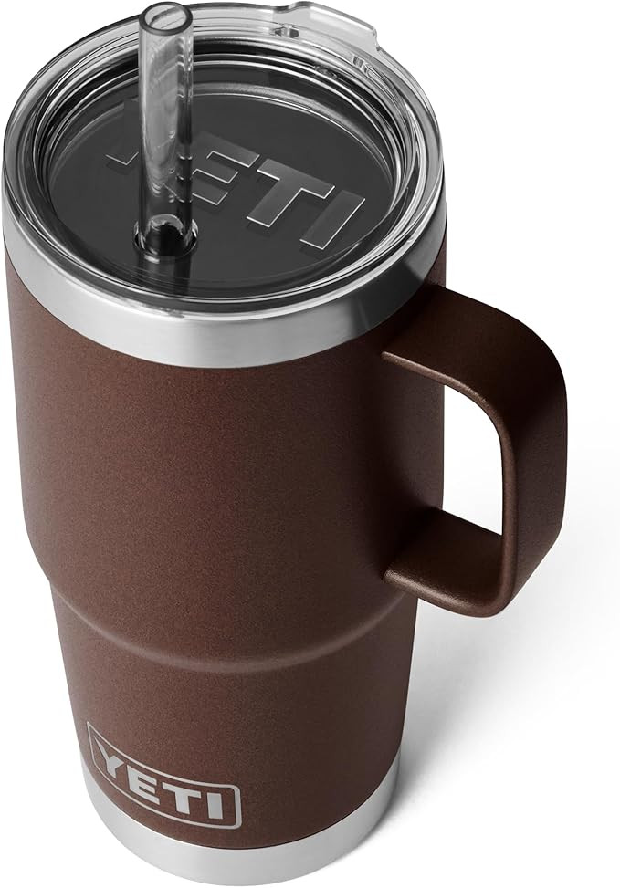 YETI Rambler Straw Mug, Stainless Steel Vacuum Insulated Mug with Straw Lid, Wetlands Brown, 25 o... | Amazon (UK)
