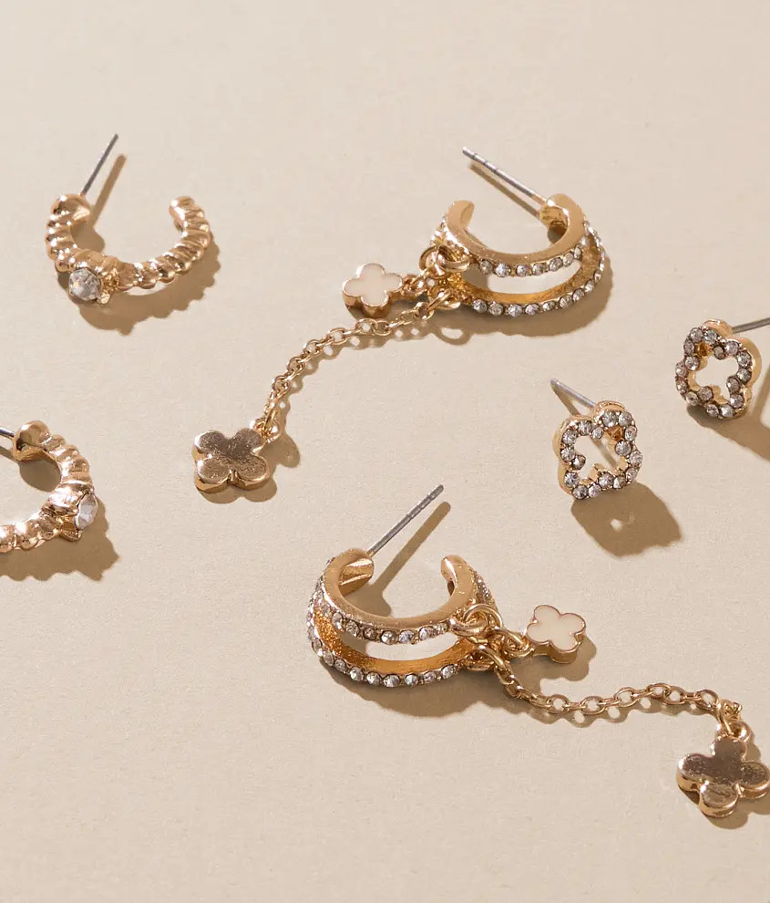 3 Pack Clover Earring Set | Buckle