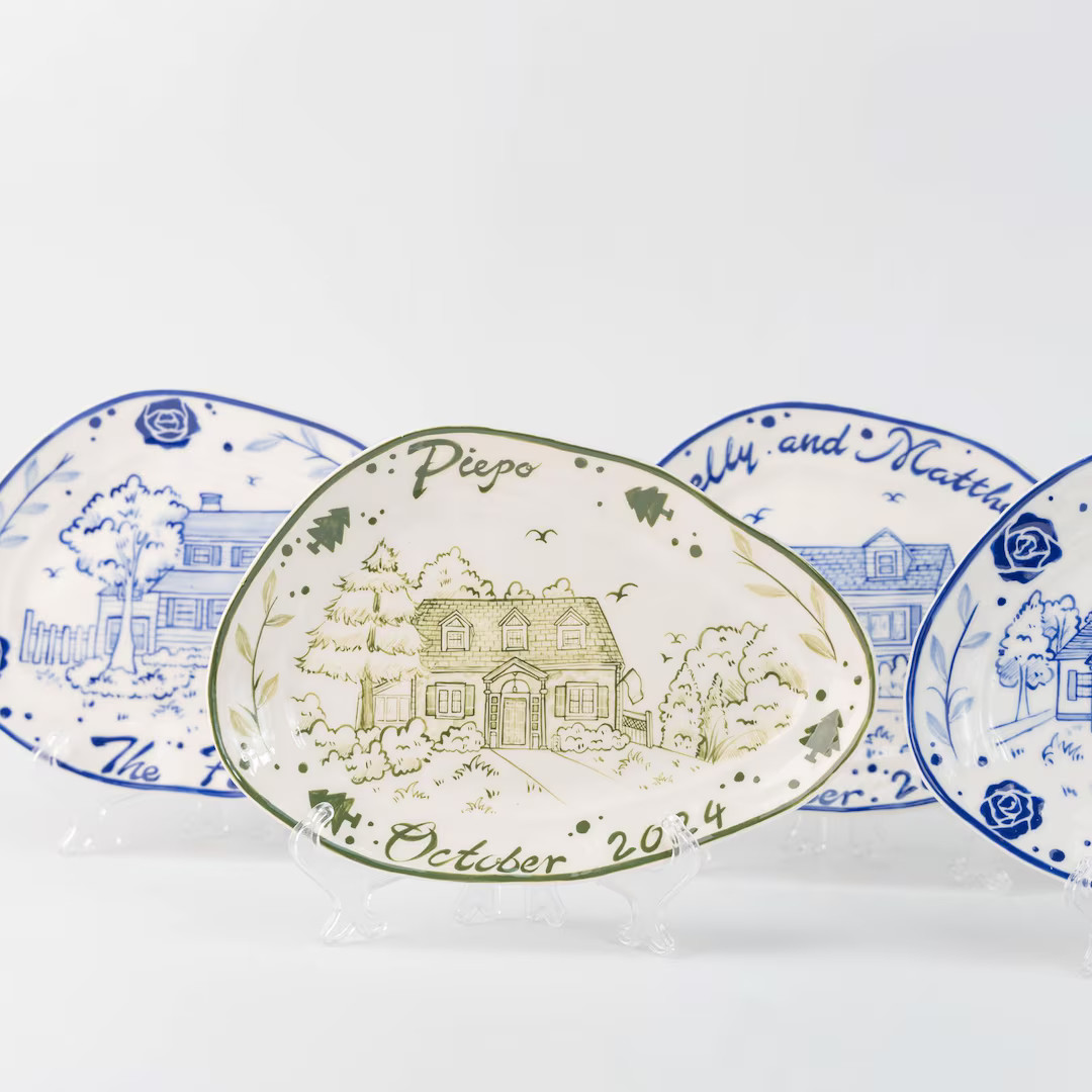 Custom House Portrait Ceramic Plate Personalized First Home New House Gift Hand Painted From Your... | Etsy (US)