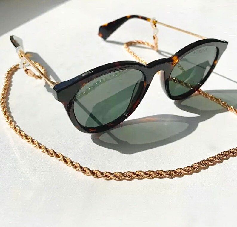 Gold Sunglasses Chain Lanyard - Chain for Glasses - Mask Chain - Sunglass Chain - Gold Rope Chain... | Etsy (US)