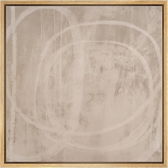 SIGNWIN Framed Canvas Print Wall Art Looped Line Neutral Abstract with Overlapping White Curves I... | Amazon (US)