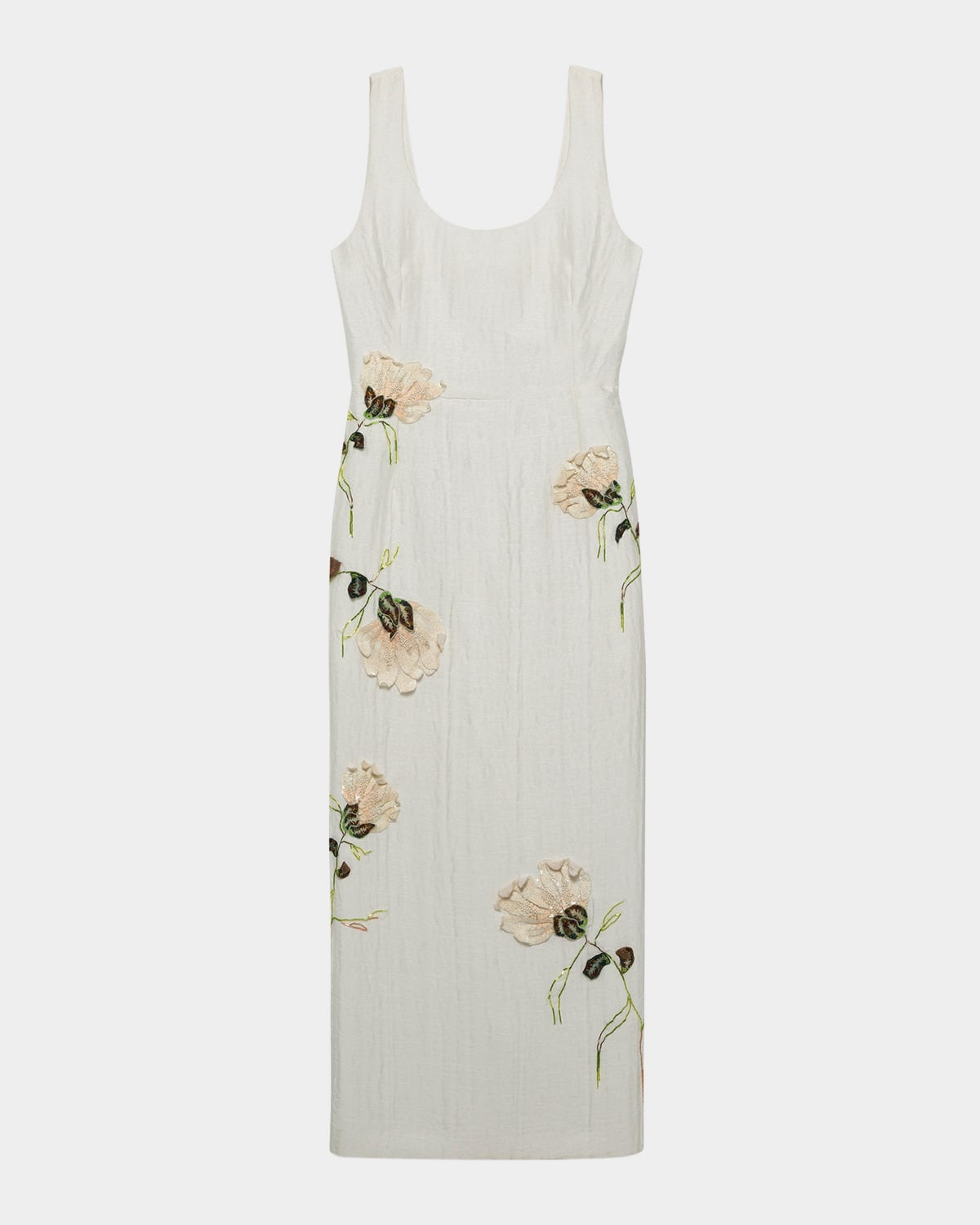 Lilibeth Sleeveless Floral Applique Midi Dress | Neiman Marcus