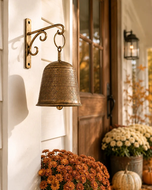 Antique Brass Bell with Decorative Wall Bracket | Decor Steals