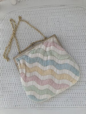 Vintage MAGID Handmade Pastel Glass Beaded Shoulder or Hand Bag Evening Purse! | eBay AU