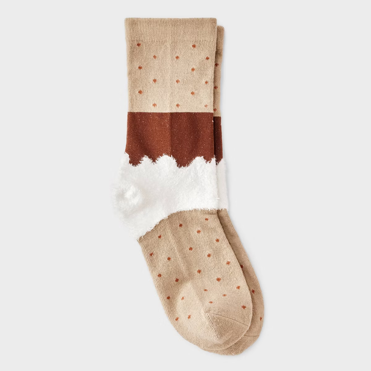 Women's S'mores Christmas Crew Socks - Beige/White 4-10 | Target