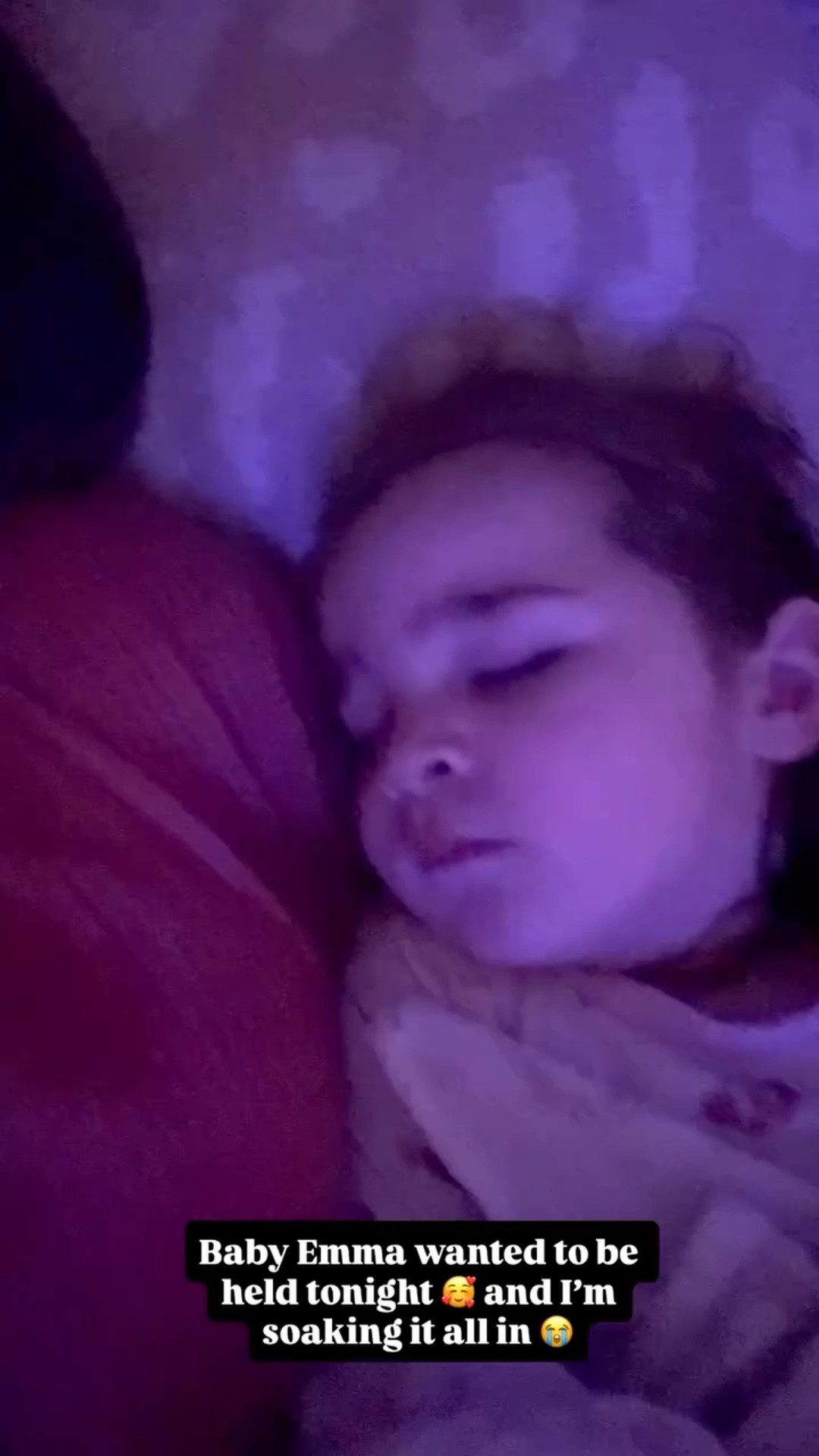 Baby Emma wanted to be held tonight 🥰 and I’m soaking it all in 😭