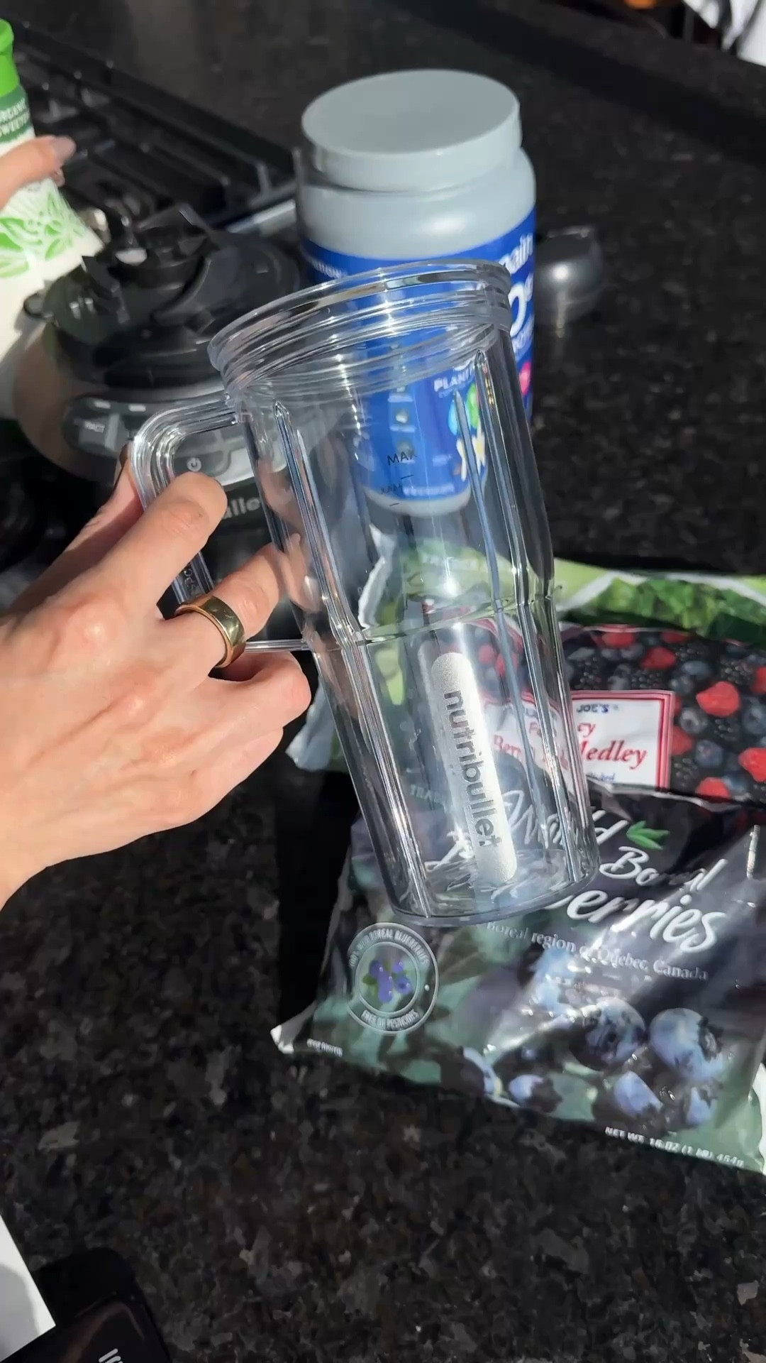 Quick smoothie for breakfast with 30+ grams of protein. I love this blender because it comes with different containers and lids for on the go. 

#LTKGiftGuide #LTKHome #LTKFindsUnder100
