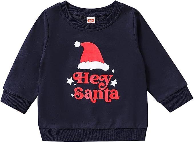 JLKGICF Toddler Baby Christmas Outfit Boy Girl Merry Sweatshirt Crewneck Pullover Sweater Long Sl... | Amazon (US)