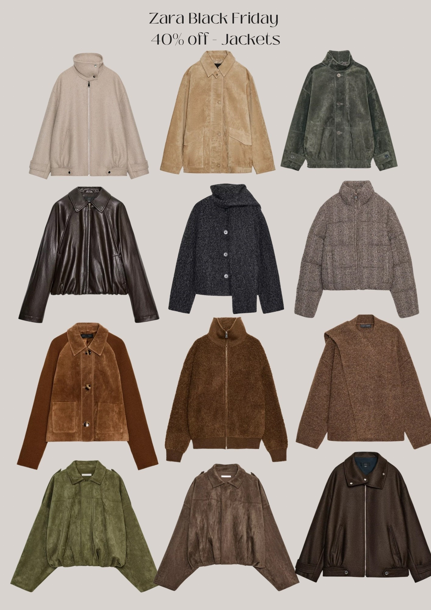 Zara Black Friday Jackets

40% off 

#LTKCyberWeek #LTKwinter #LTKuk