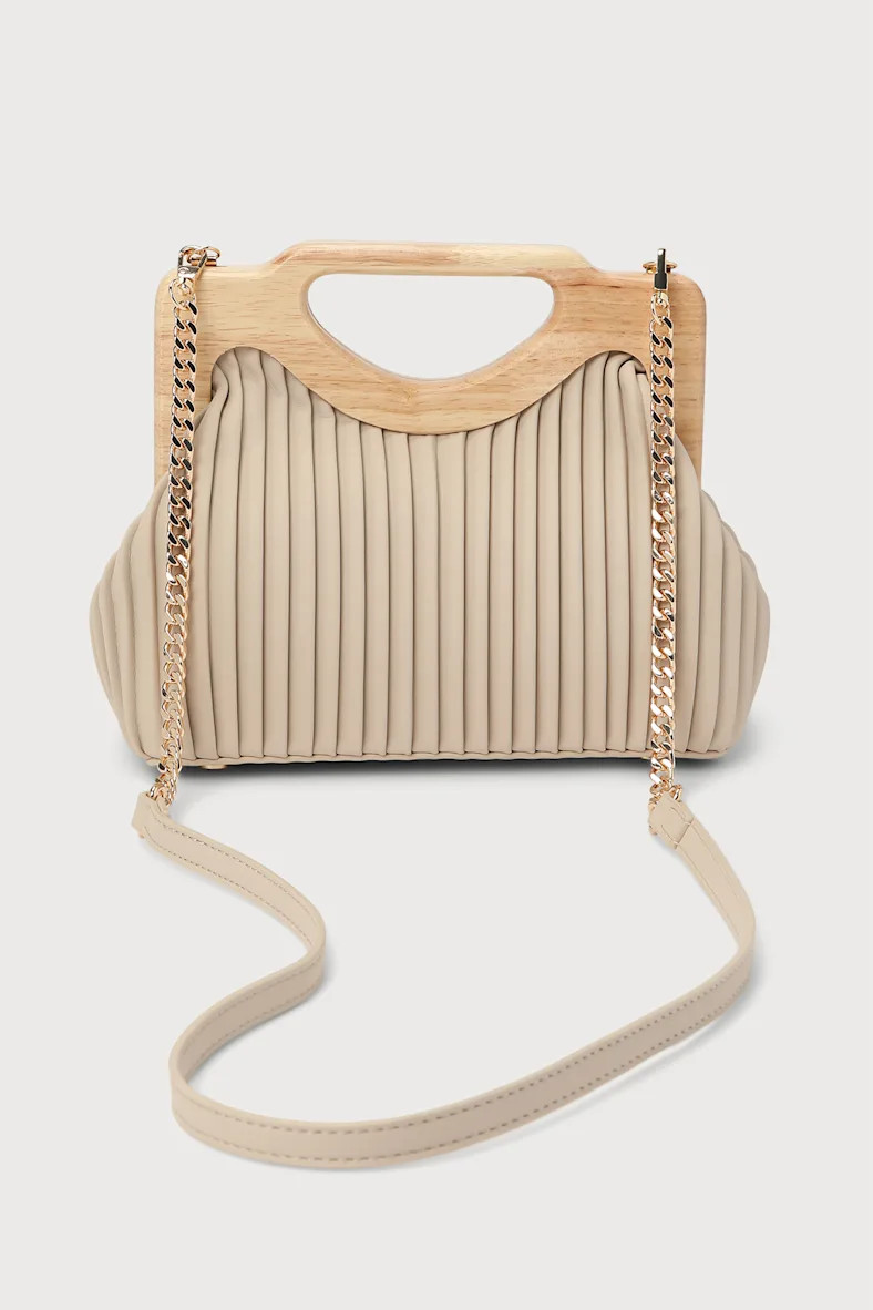 Press Re-Pleat Beige Pleated Handbag | Lulus
