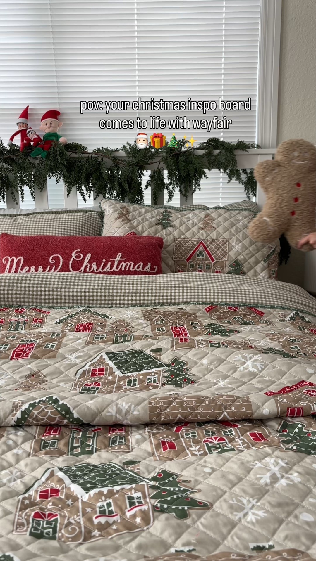 pov: your christmas inspo board comes to life with wayfair 🎄
#ad @wayfair makes it easy to bring the holiday season to life! Adding this gjngerbread village quilt set into my room was the perfect touch to add some christmas cheer 🥰 Loving all of ym wayfair finds this holiday season! Shop @wayfair to bring all of the holiday magic into your home this season! 

#WinTheSeason
#wayfairpartner #wayfair 

#LTKSeasonal #LTKHoliday #LTKHome