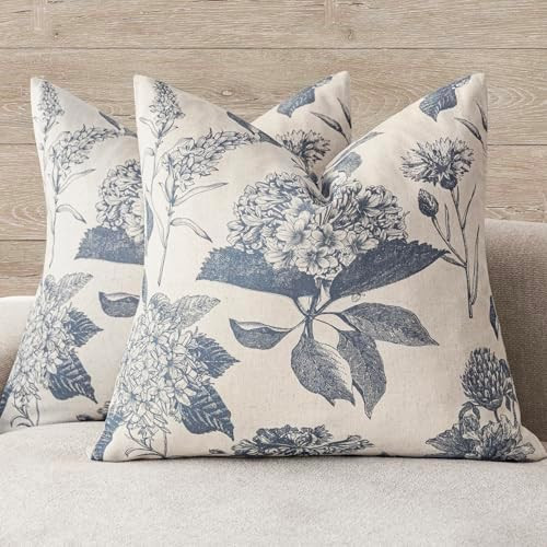 Foindtower Set of 2 Linen Floral Vintage Throw Pillow Covers Neutral Accent Print Decorative Cush... | Amazon (CA)
