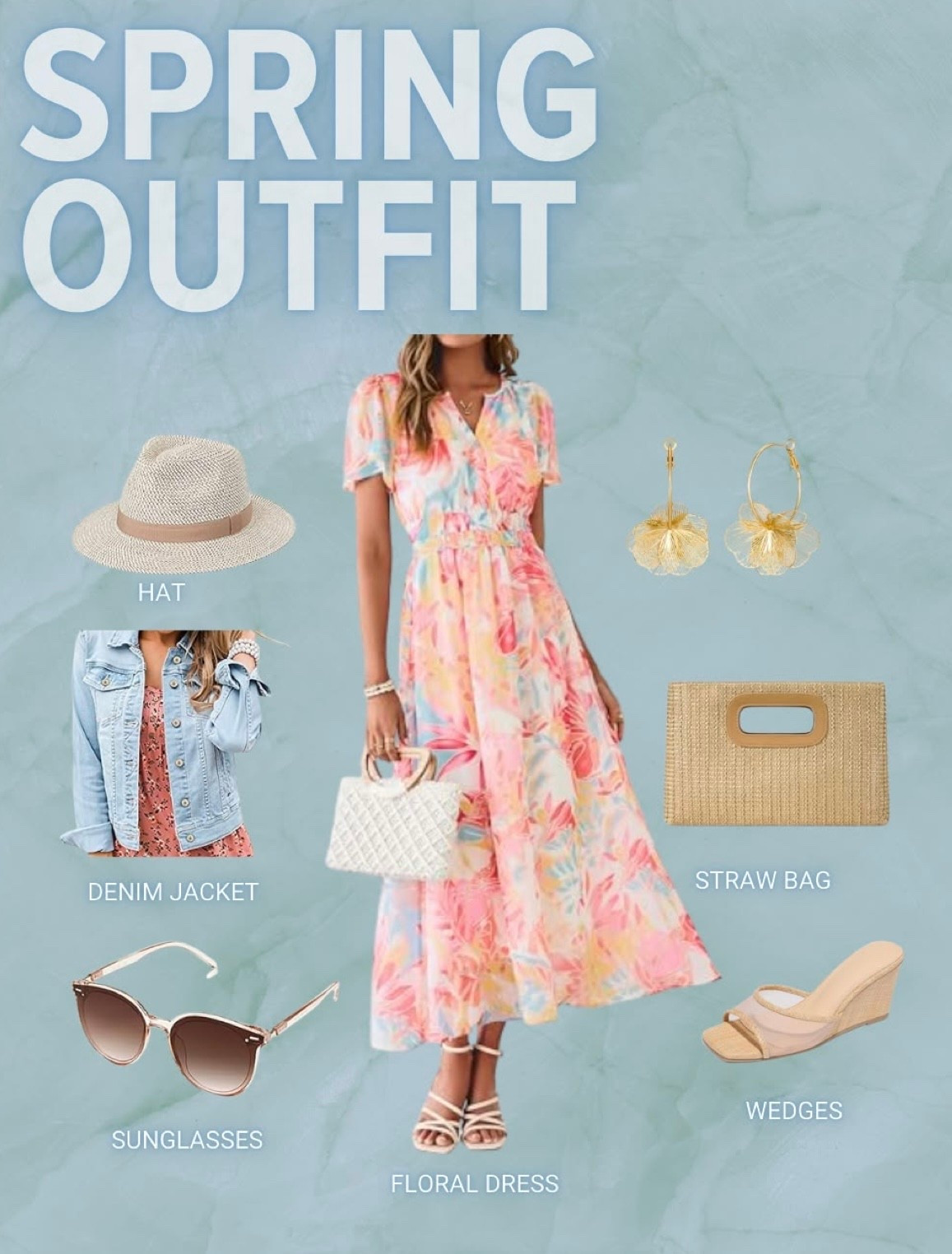 Soft spring outfit that’s so easy to throw on and still look put together 🌸✨ This flowy floral dress is lightweight, flattering, and perfect for everything from brunch to church to a casual date night. I layered it with a denim jacket for cooler mornings and added neutral wedges + a straw bag to keep it feeling fresh and effortless. The little details like the hat and gold earrings just pull everything together 🤍

Everything is linked in my LTK!

#springoutfit #springstyle #floraldress #outfitinspo #ltkstyle #amazonfashion #springfashion