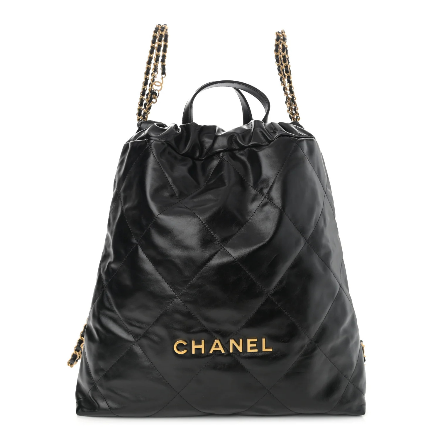 CHANEL Shiny Calfskin Quilted Chanel 22 Backpack Black | FASHIONPHILE | Fashionphile