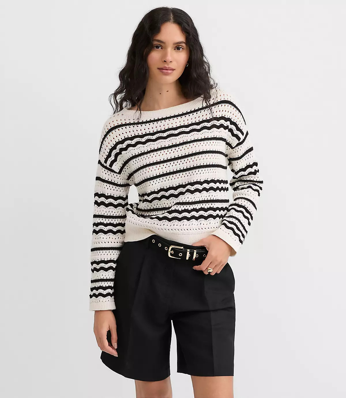 Stitchy Boatneck Sweater | LOFT