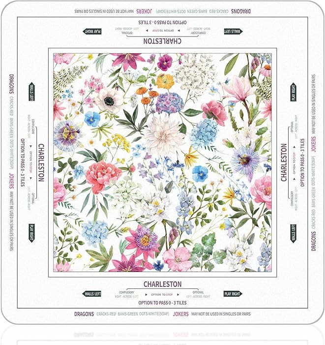 Tegeme Large Mahjong Mat 31.5 x 31.5 Inch Chinoiserie Flower Mahjong Mat Anti Slip Game Rug for A... | Amazon (US)