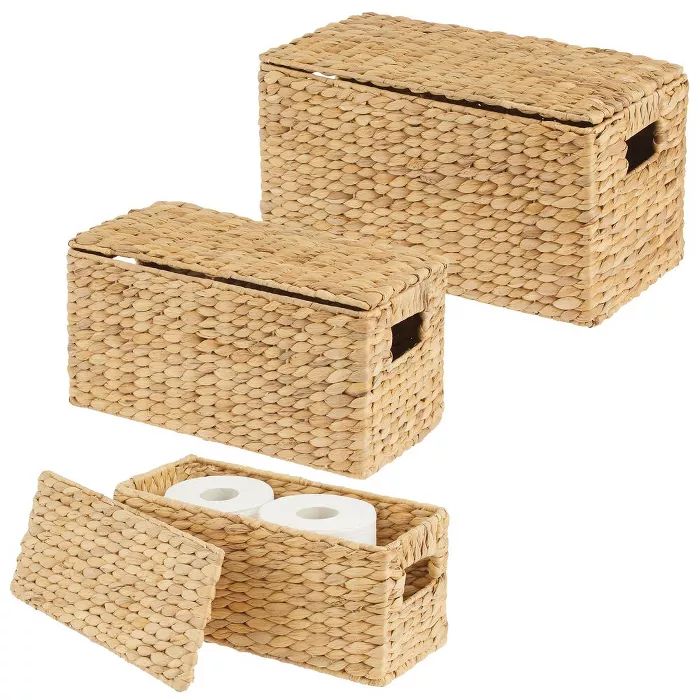 mDesign Woven Hyacinth Home Storage Basket with Lid, Set of 3 | Target