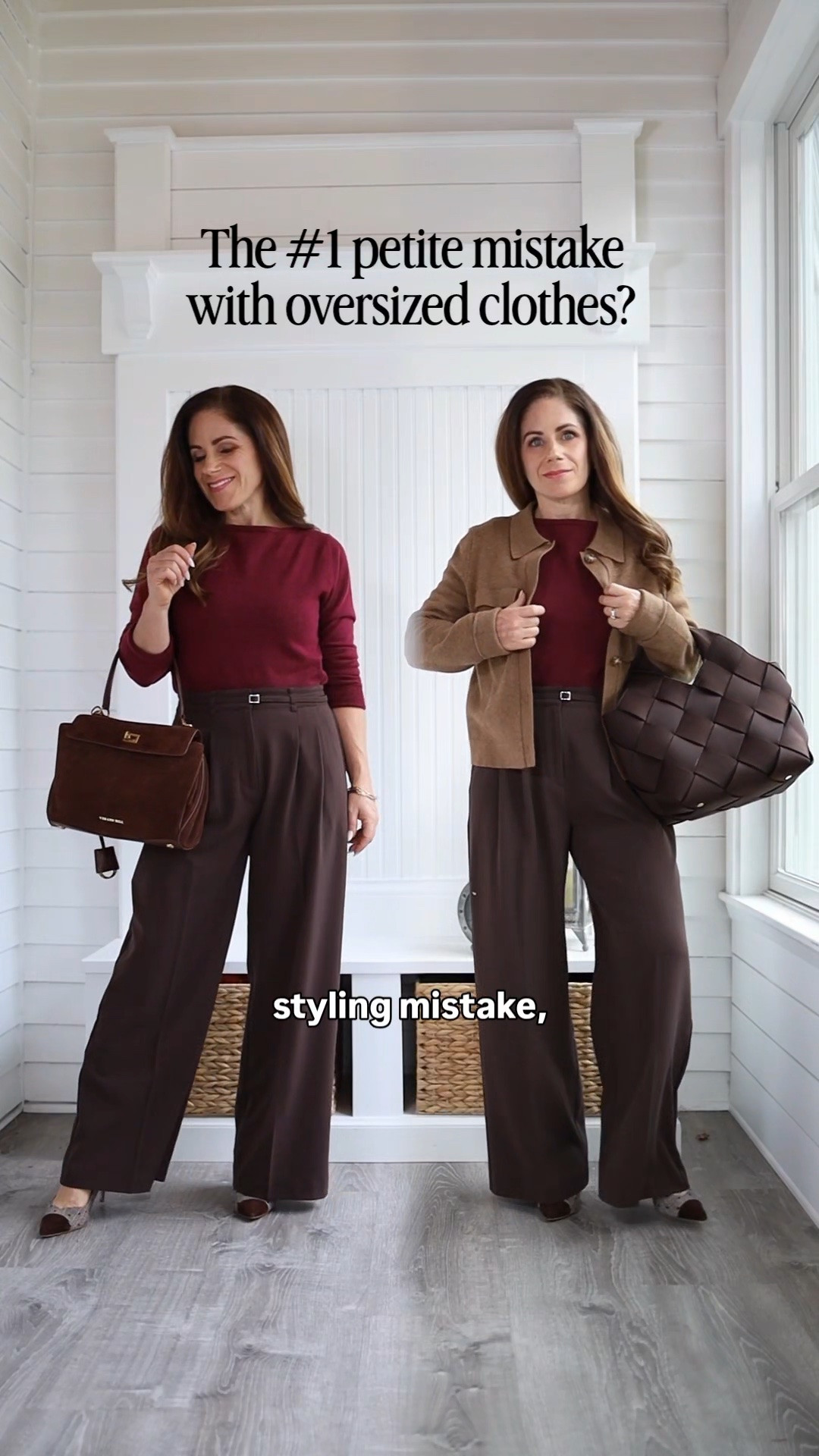 Petite friends, you CAN wear volume! 👖✨ It's all about finding the right balance.

At 4'11, I'm putting two @LOFT wide-leg trousers to the petite proportion test—and both offer a different take on the relaxed, oversized trend!

🤎 LOFT Slouchy Pants: Relaxed, roomy, and effortlessly cool. These have a more exaggerated silhouette, so I love the idea of balancing all that volume with a fitted top or structured layer.

✨ LOFT Pleated VERSA Pants: My personal favorite! You still get that beautiful, relaxed wide-leg look, but with a more refined silhouette and less excess volume. An elegant alternative if you love the slouchy trend but prefer a little more structure.

My petite styling tip: When you're wearing volume on the bottom, try something more streamlined up top. A little contrast can make all the difference!

Neither silhouette is off-limits just because you're short. It's about finding the proportions that feel best on YOU.

Shop both LOFT trousers and the pieces I styled them with right here! 🛍️

Because at 4'11, I've learned it's not your height. It's proportions. ❤️

Workwear petite workwear fall outfits women over 40