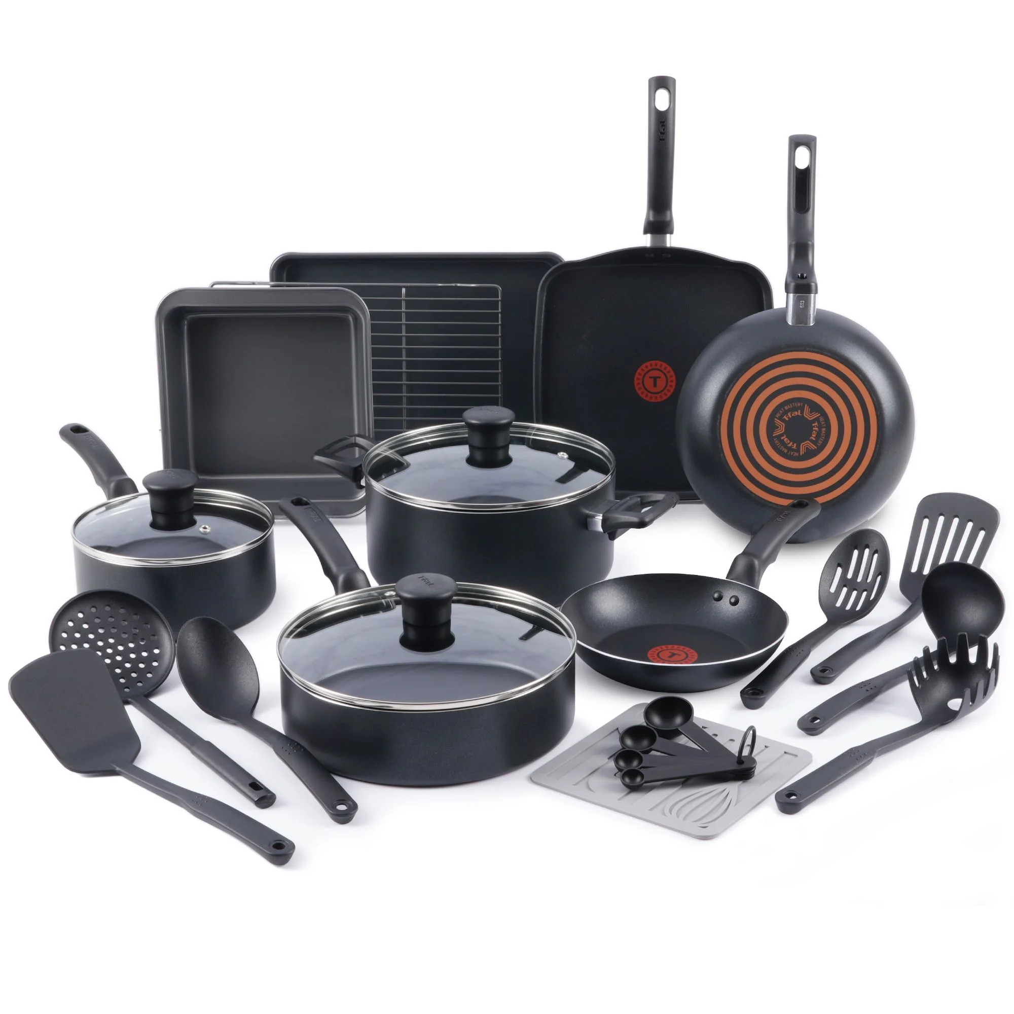 T-fal Kitchen Solutions 21-Piece Nonstick Cookware Set, Black | Walmart (US)