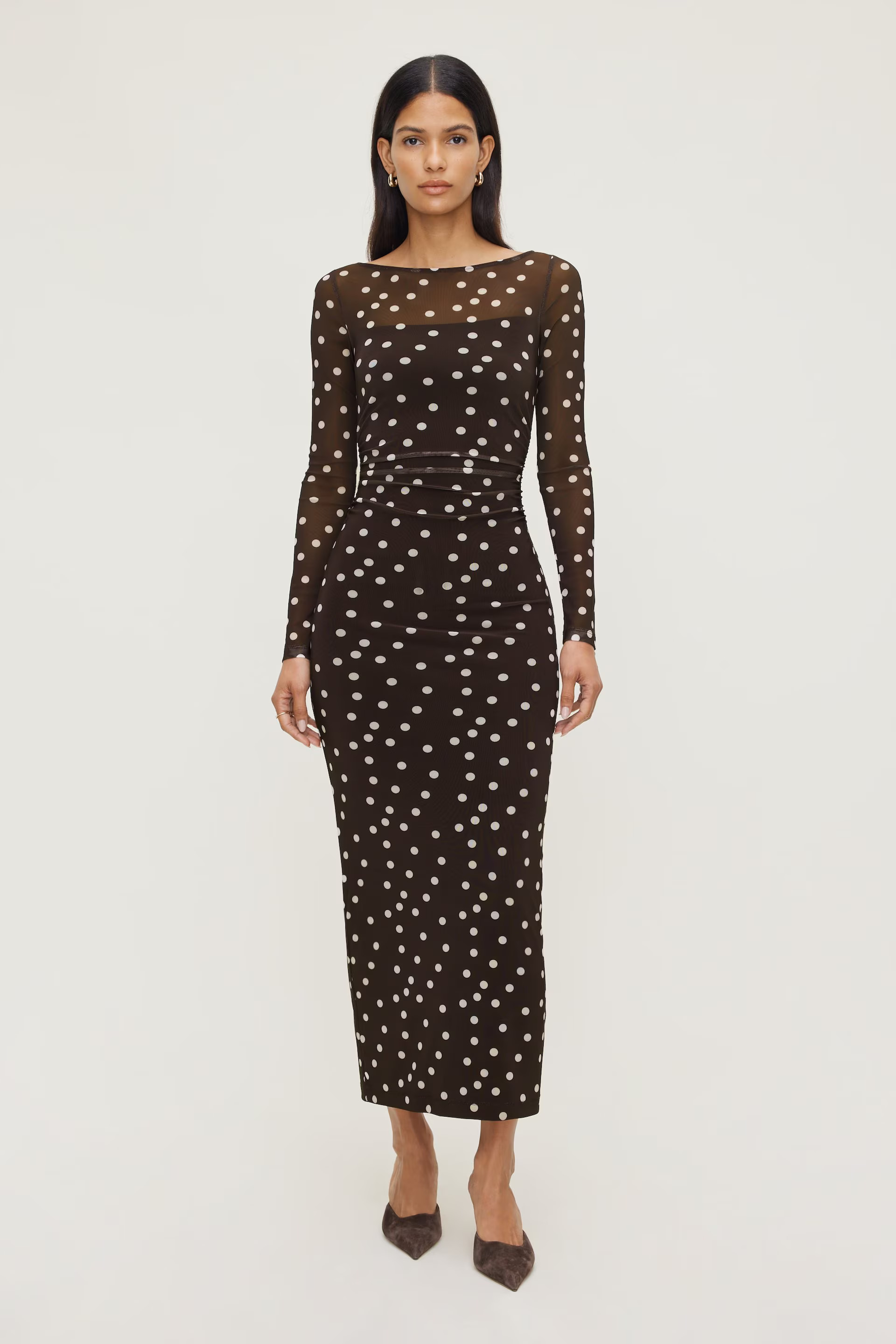 Polka Dot Mesh Maxi Dress | Dynamite Clothing